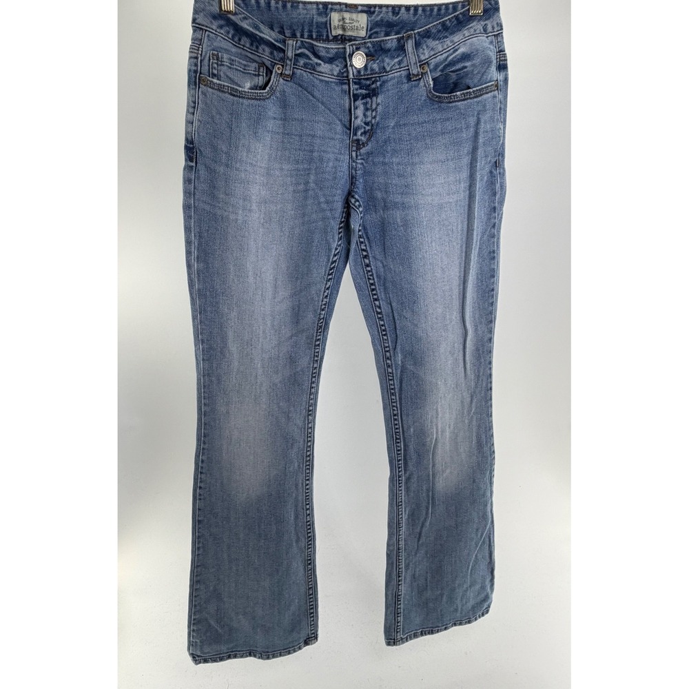 Aeropostale Hailey Flare Jeans Medium Wash Sequin Pocket 5/6 Long 0280AH10